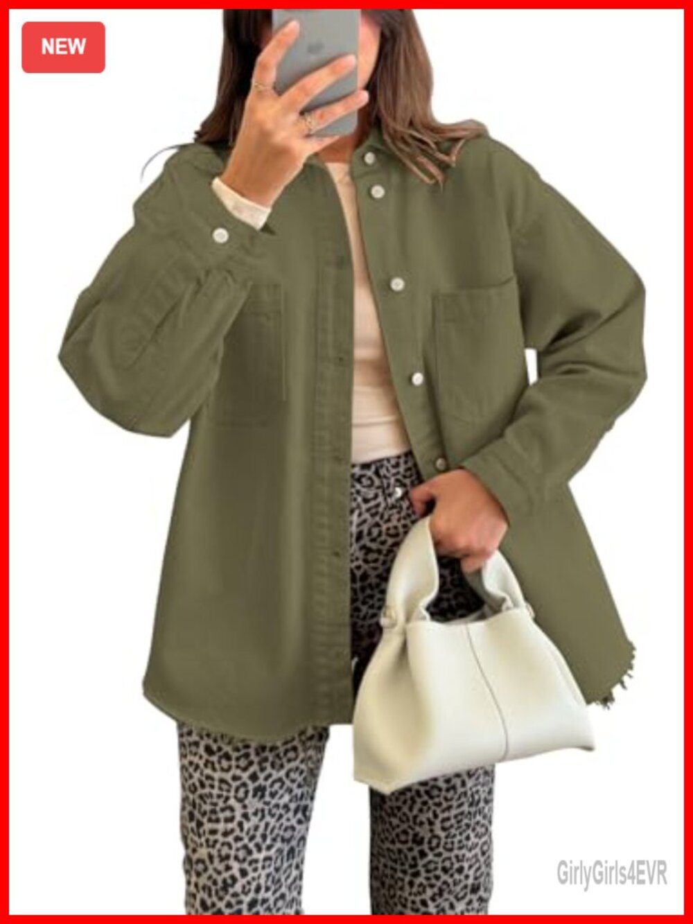 Oversized Denim Shacket Button Down Long Sleeve Jean Jacket